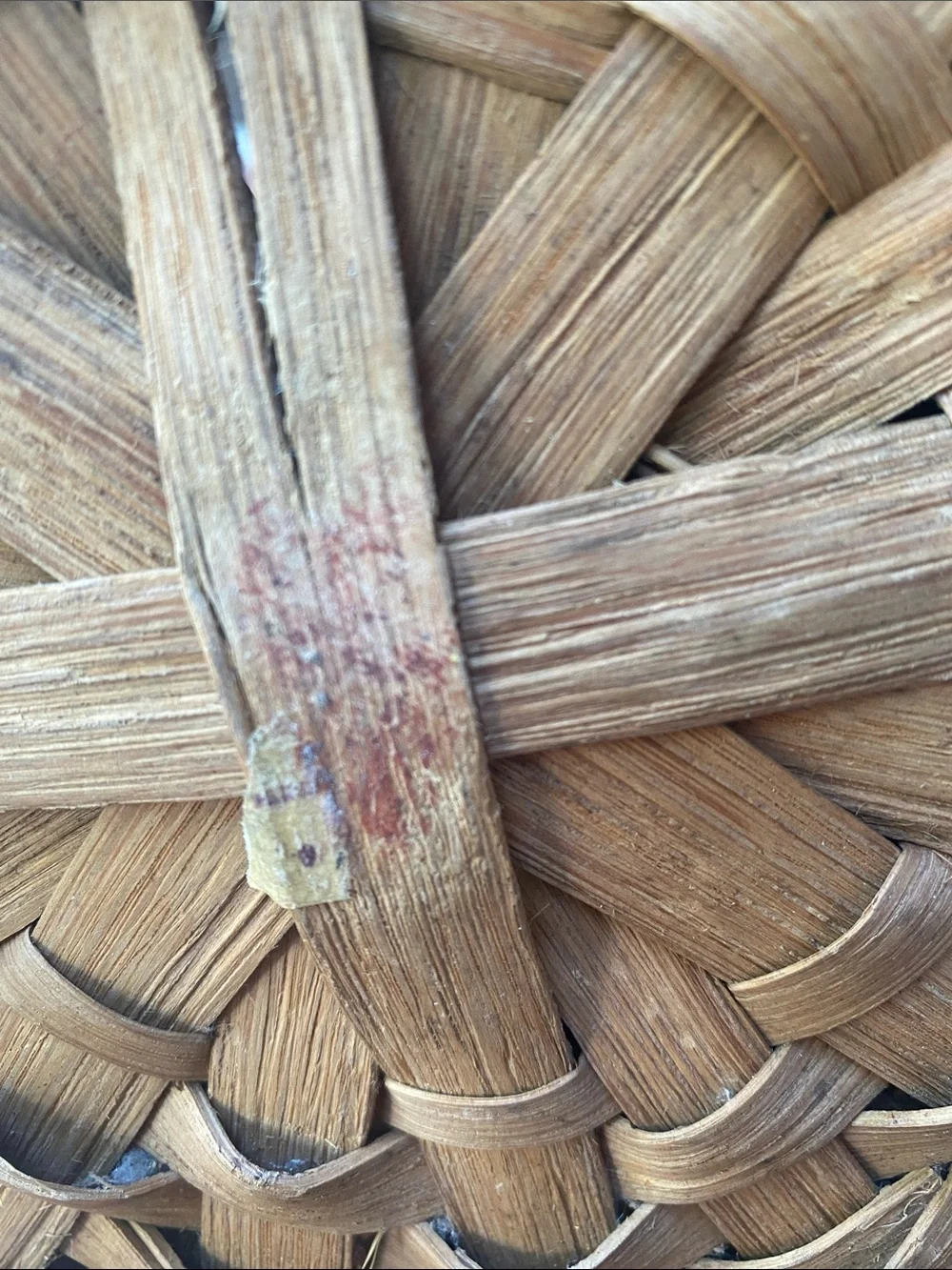 Large Antique American Splint Oak Gathering Basket in Natural Tan